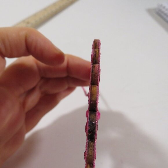 Deep Pink Round Butterfly Laser Cut Wooden Ornament (Double Sided) #2 - Picture 6 of 7